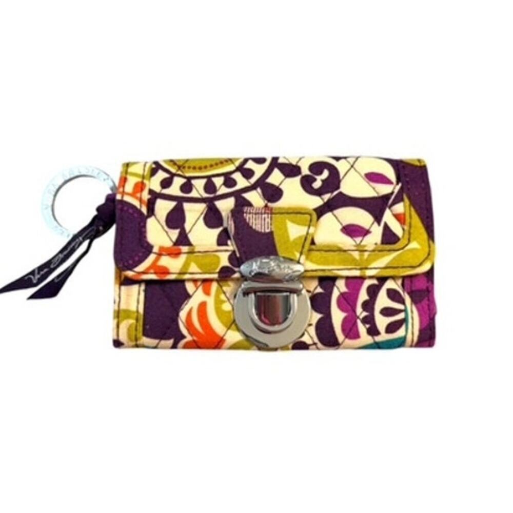 Vera Bradley Quick Swipe ID Case Lime Floral Wallet EUC - Picture 2 of 5
